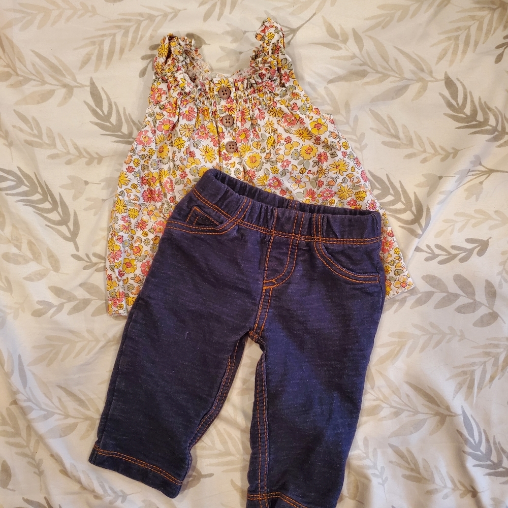 Carter's Matching Outfit Set, Floral top with Jegging bottom, 3 Month Girl